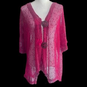 Kaktus Brand Mesh Cardigan Top for Ladies; Size Medium